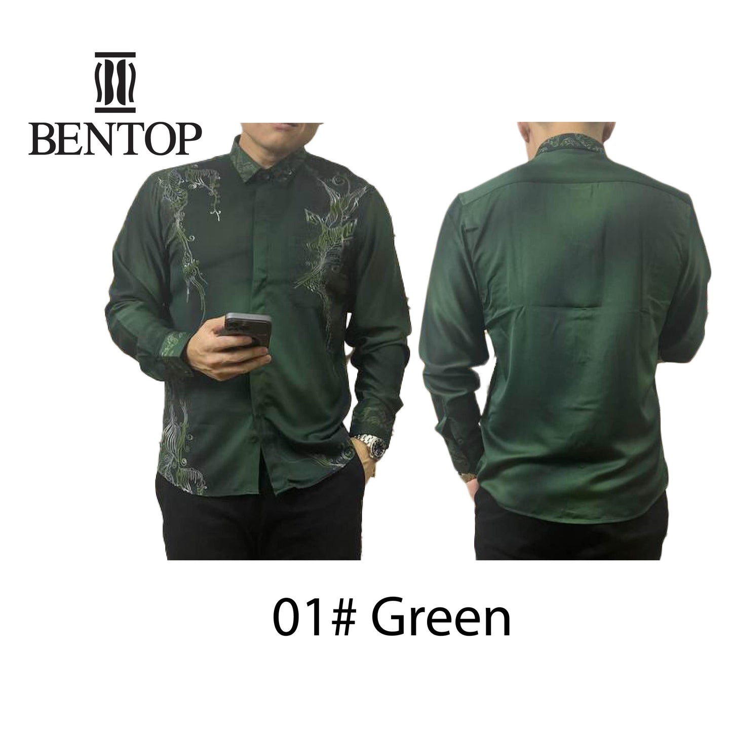 Bentop Baju Batik Kemeja Long Sleeve Baju Batik Lengan Panjang Slim Fit Cutting Classic Series