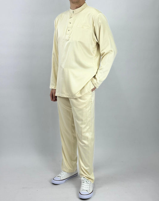 Bentop Baju Melayu Modern Fit - LightCream