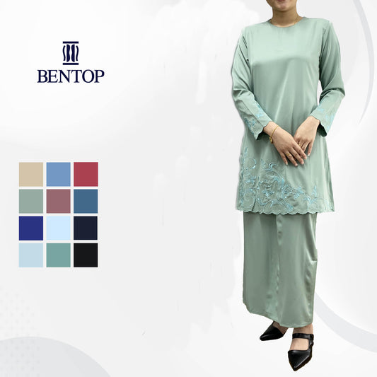 Bentop Baju Kurung Dewasa Modern Fit Series Premium [3] Cotton Mix Satin Fabric Set Wanita