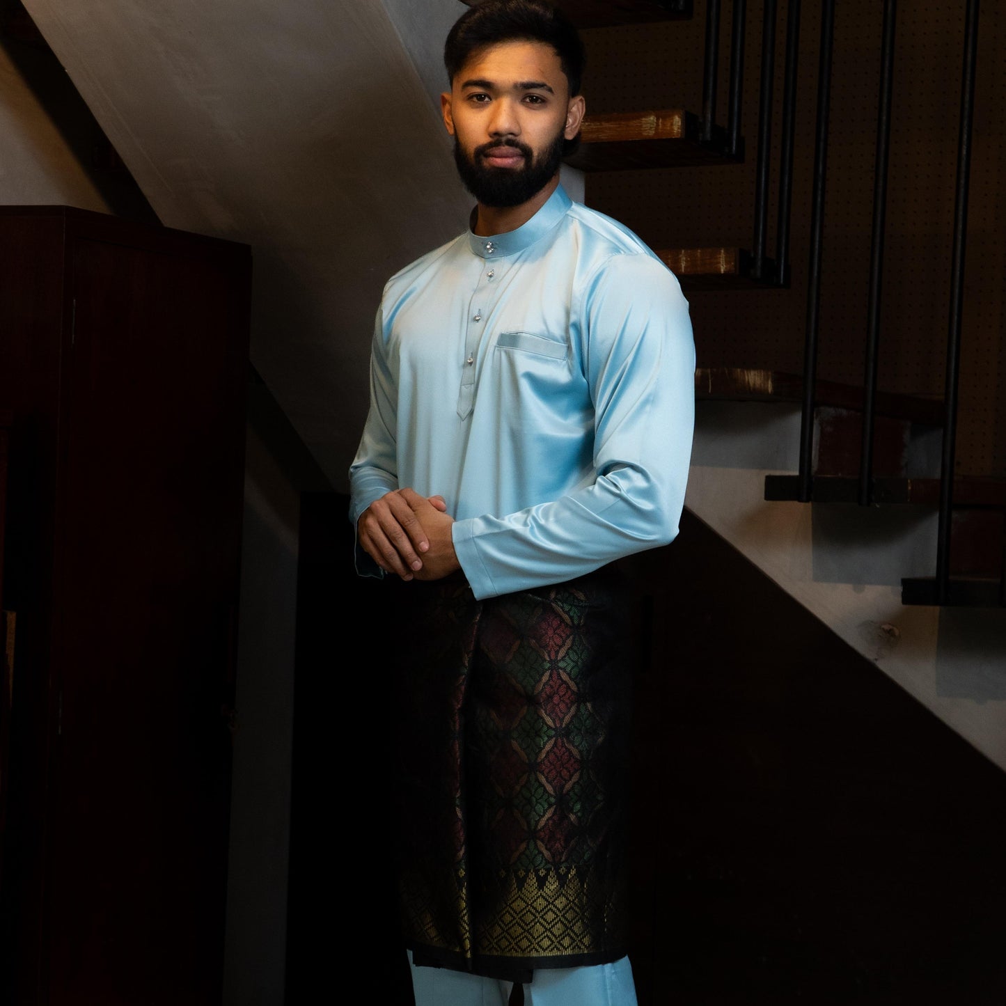 Bentop Baju Melayu Dewasa Modern Fit Series [1] Fabric Pocket Satin Matte Couple set 1 Kain