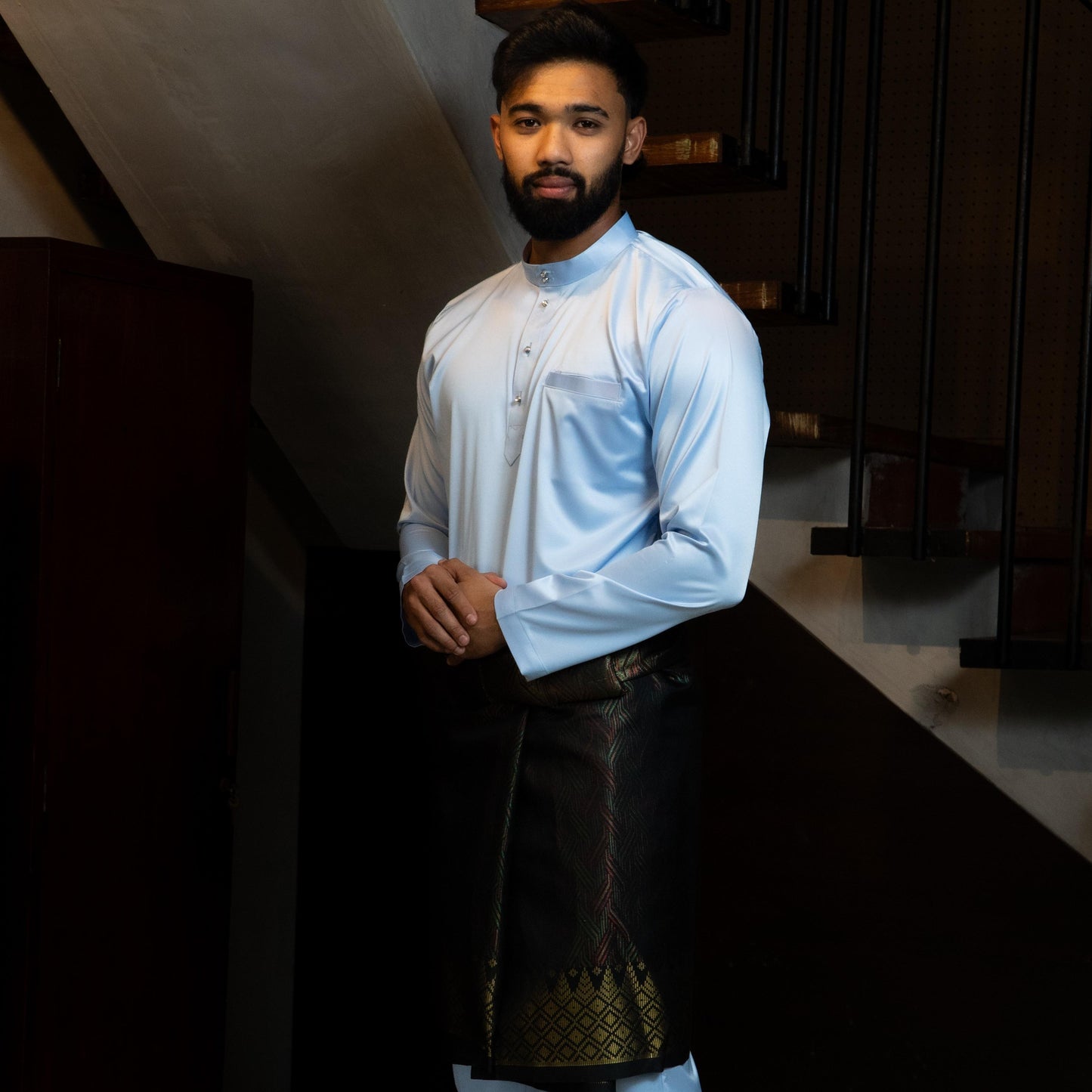 Bentop Baju Melayu Dewasa Modern Fit Series [1] Fabric Pocket Satin Matte Couple set 1 Kain