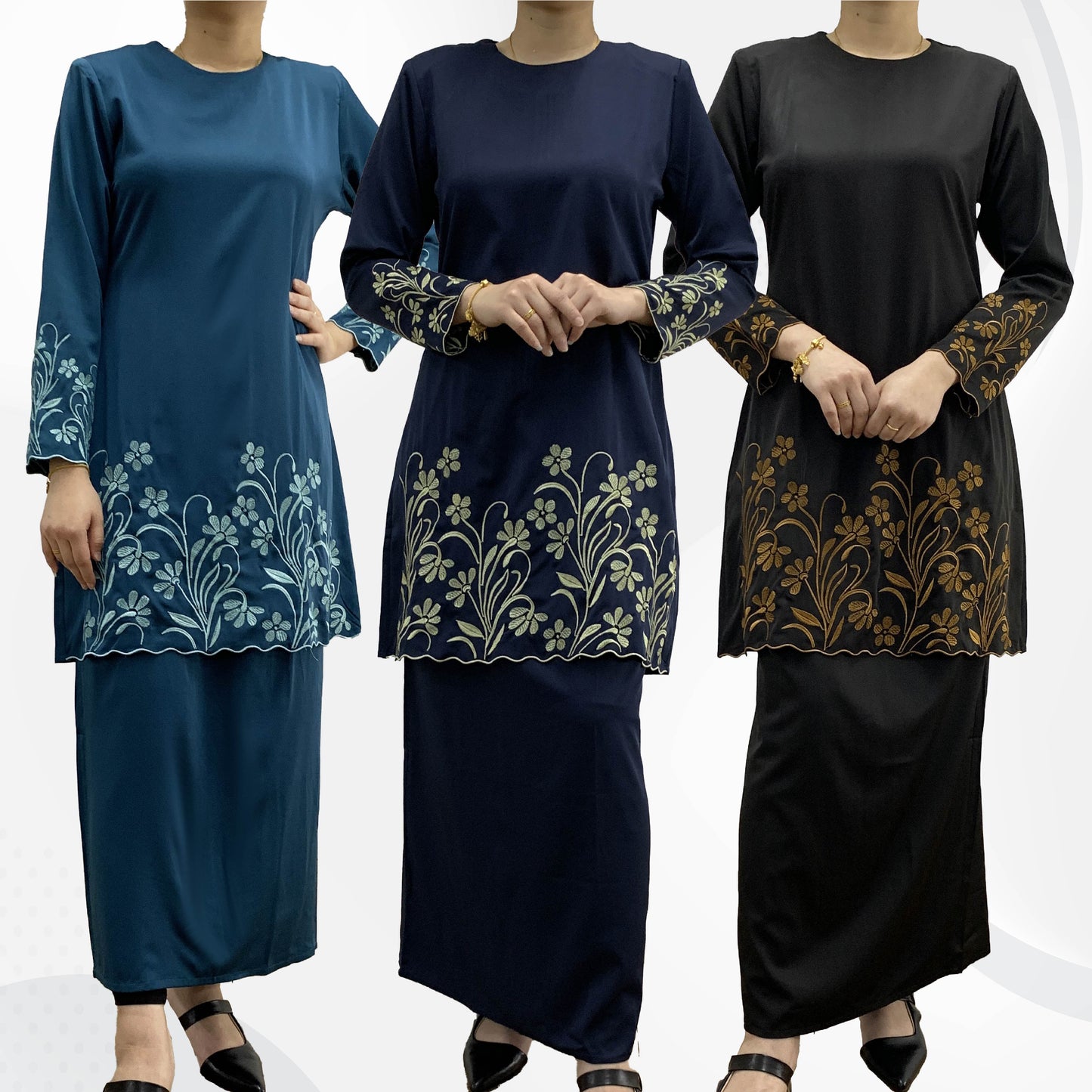Bentop Baju Kurung Dewasa Modern Fit Series Premium [3] Cotton Mix Satin Fabric Set Wanita
