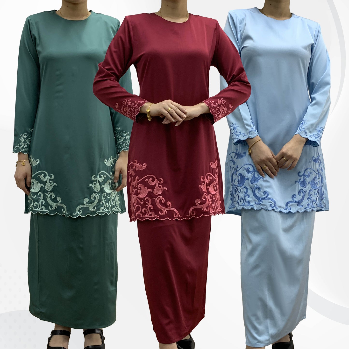 Bentop Baju Kurung Dewasa Modern Fit Series Premium [3] Cotton Mix Satin Fabric Set Wanita