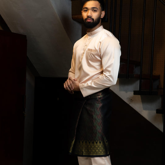 Bentop Baju Melayu Dewasa Modern Fit Series [1] Fabric Pocket Satin Matte Couple set 1 Kain