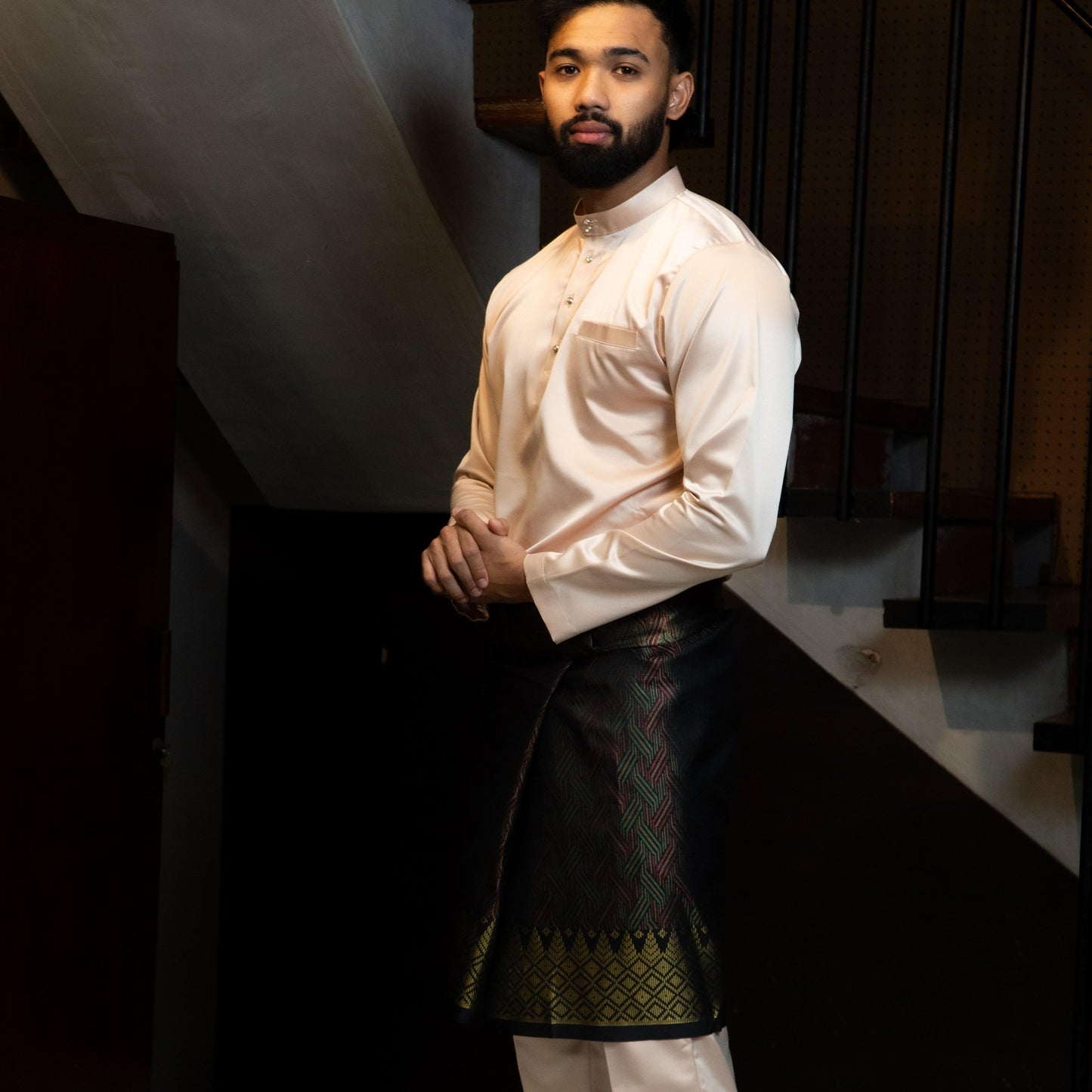 Bentop Baju Melayu Dewasa Modern Fit Series [1] Fabric Pocket Satin Matte Couple set 1 Kain