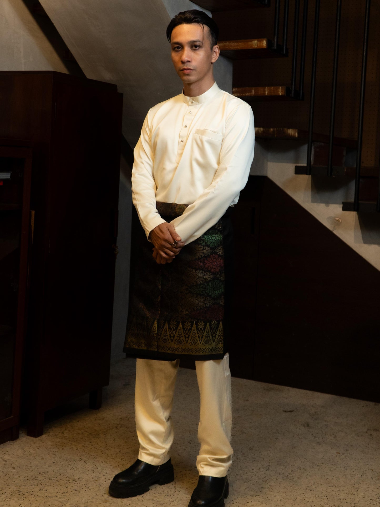 Bentop Baju Melayu Slim Fit Dewasa [2] Fabric Satin Pocket Family set 1 Crystal butang Linen