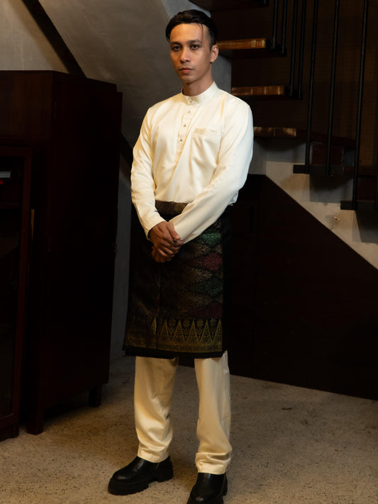 Bentop Baju Melayu Slim Fit Dewasa [2] Fabric Satin Pocket Family set 1 Crystal butang Linen