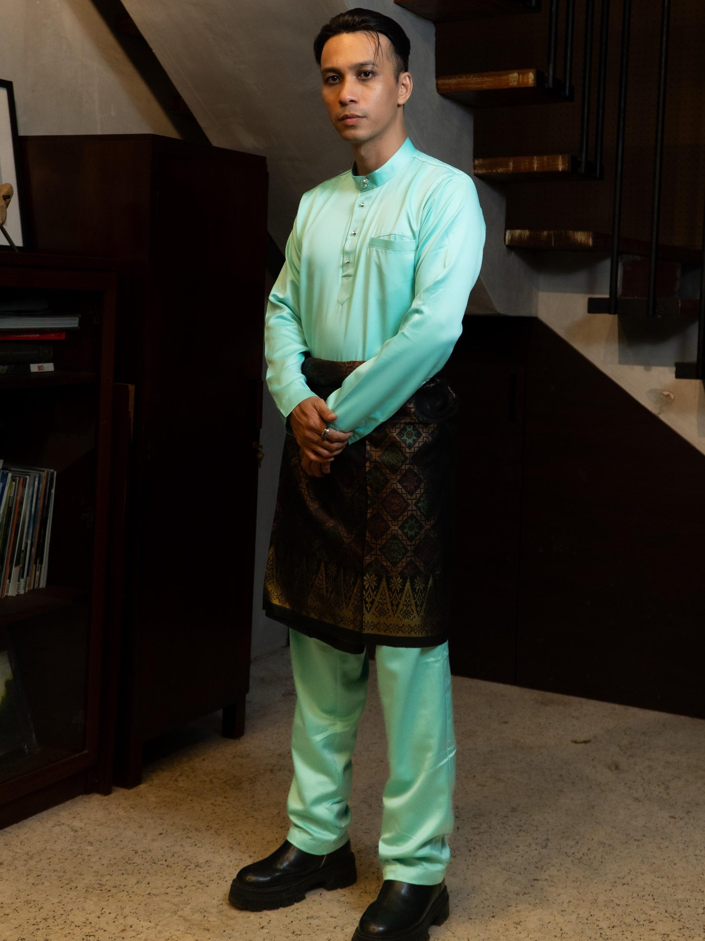 Bentop Baju Melayu Slim Fit Dewasa [2] Fabric Satin Pocket Family set 1 Crystal butang Linen