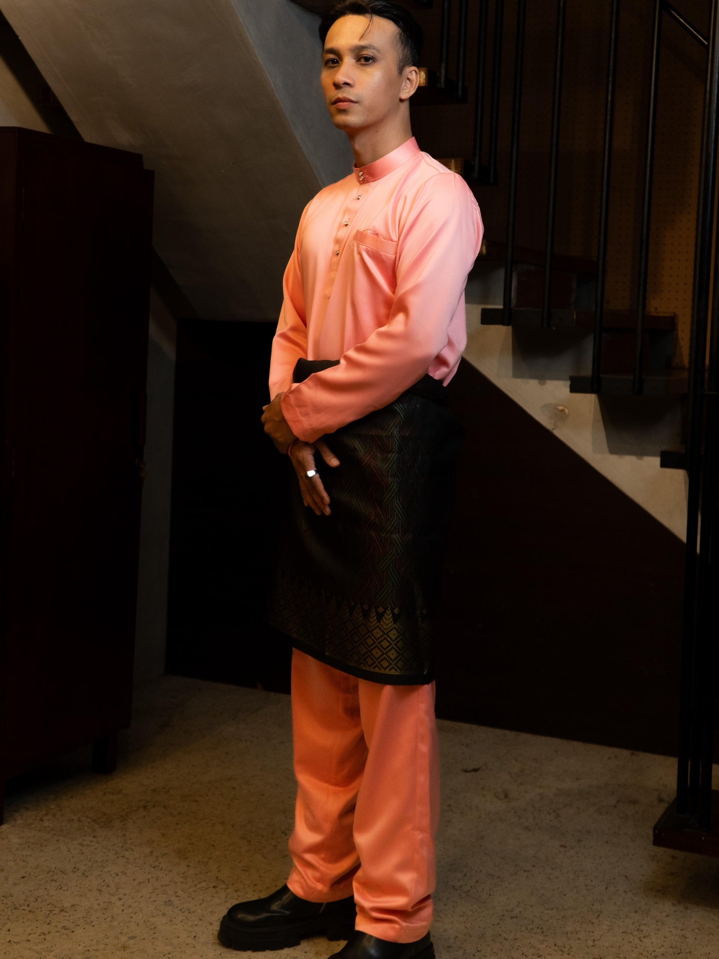 Bentop Baju Melayu Slim Fit Dewasa [2] Fabric Satin Pocket Family set 1 Crystal butang Linen