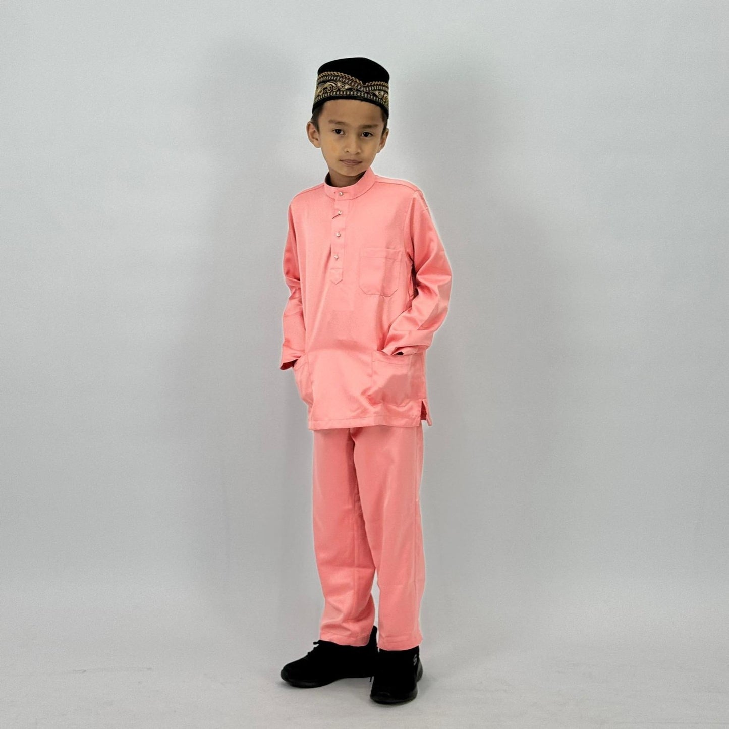 (NEW RELEASE) Bentop Baju Melayu Kanak-Kanak Fabric Satin Pocket Family Set 1