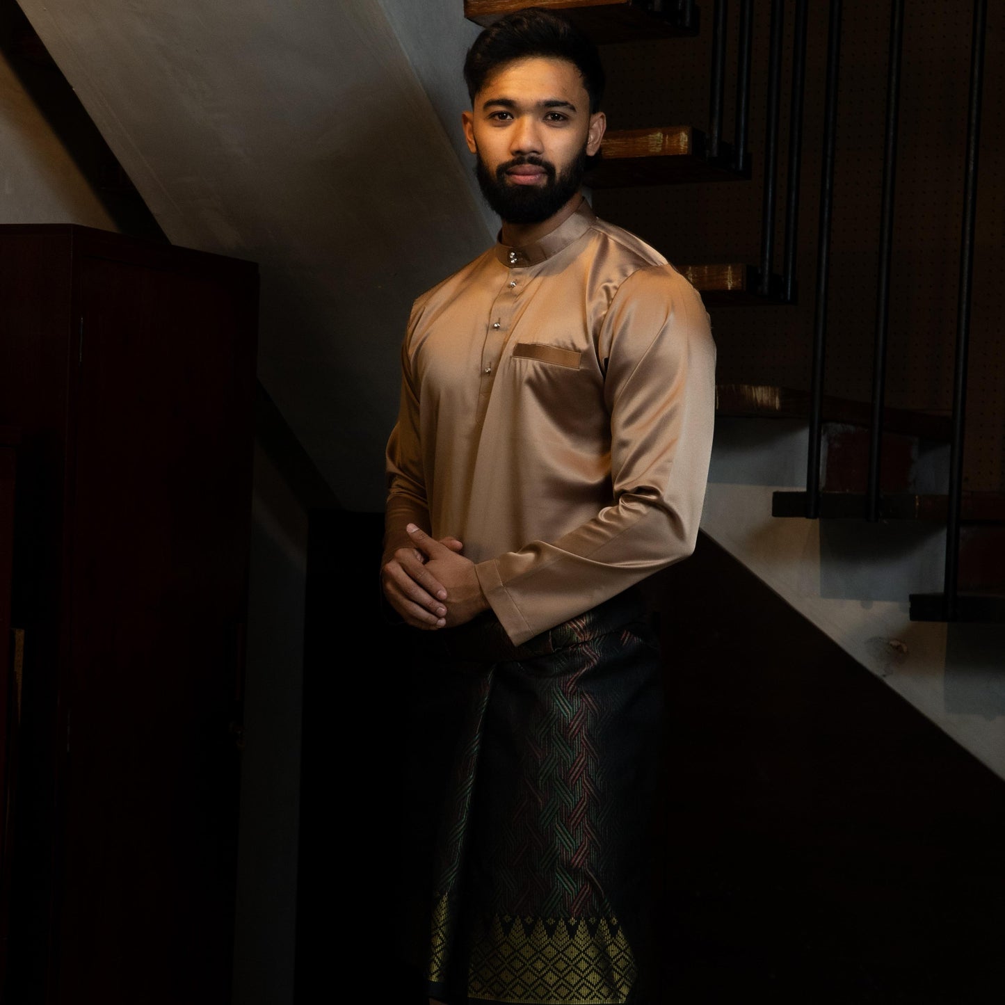 Bentop Baju Melayu Dewasa Modern Fit Series [1] Fabric Pocket Satin Matte Couple set 1 Kain