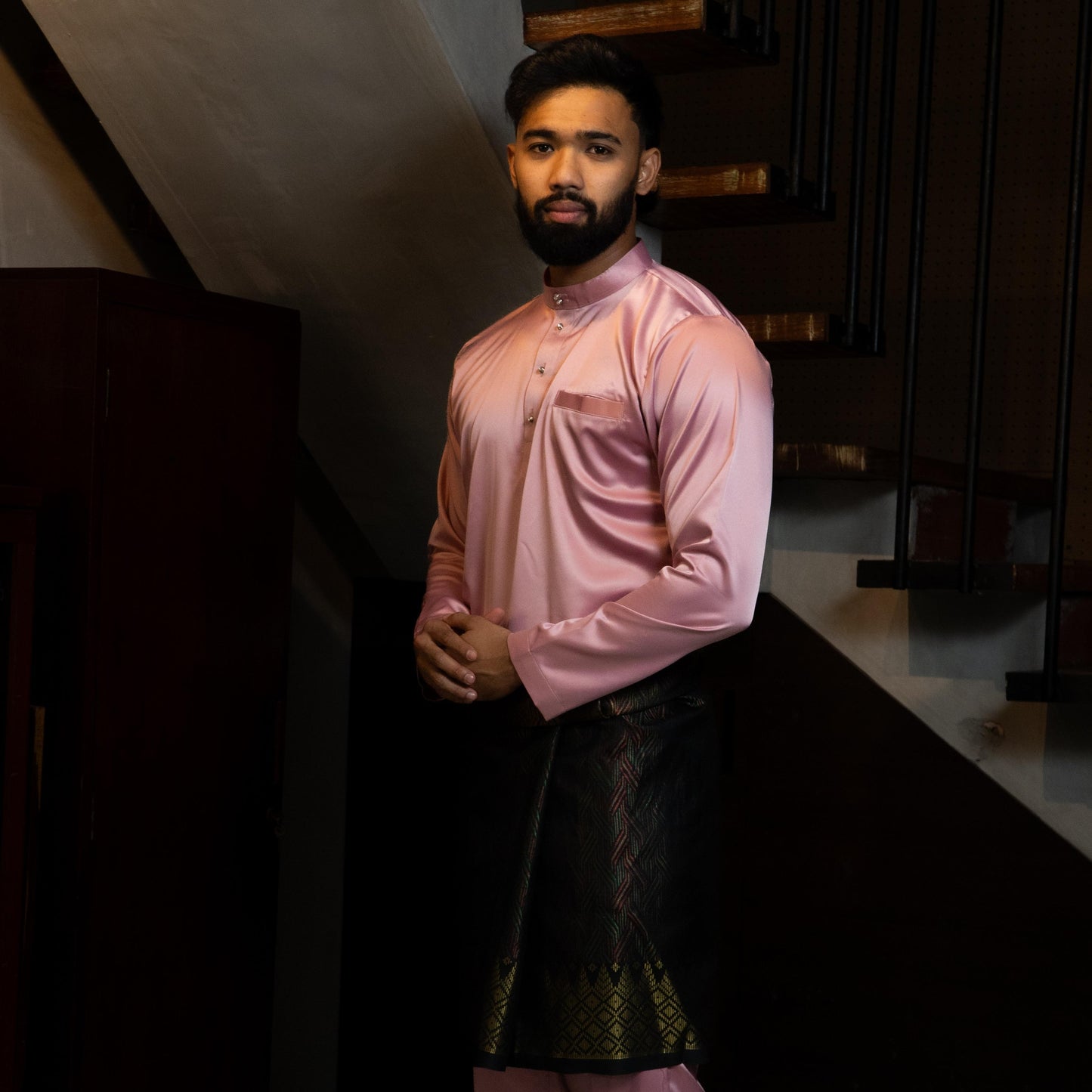 Bentop Baju Melayu Dewasa Modern Fit Series [1] Fabric Pocket Satin Matte Couple set 1 Kain