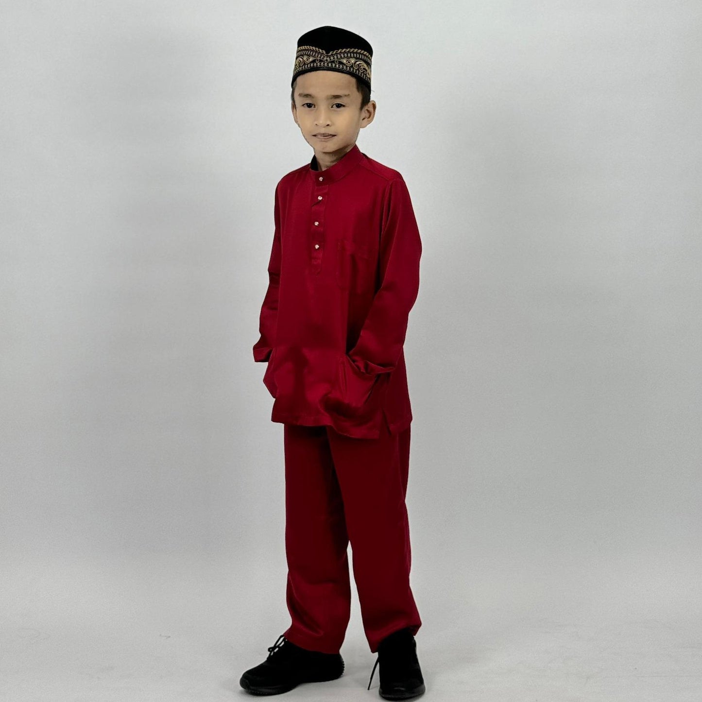 (NEW RELEASE) Bentop Baju Melayu Kanak-Kanak Fabric Satin Pocket Family Set 1