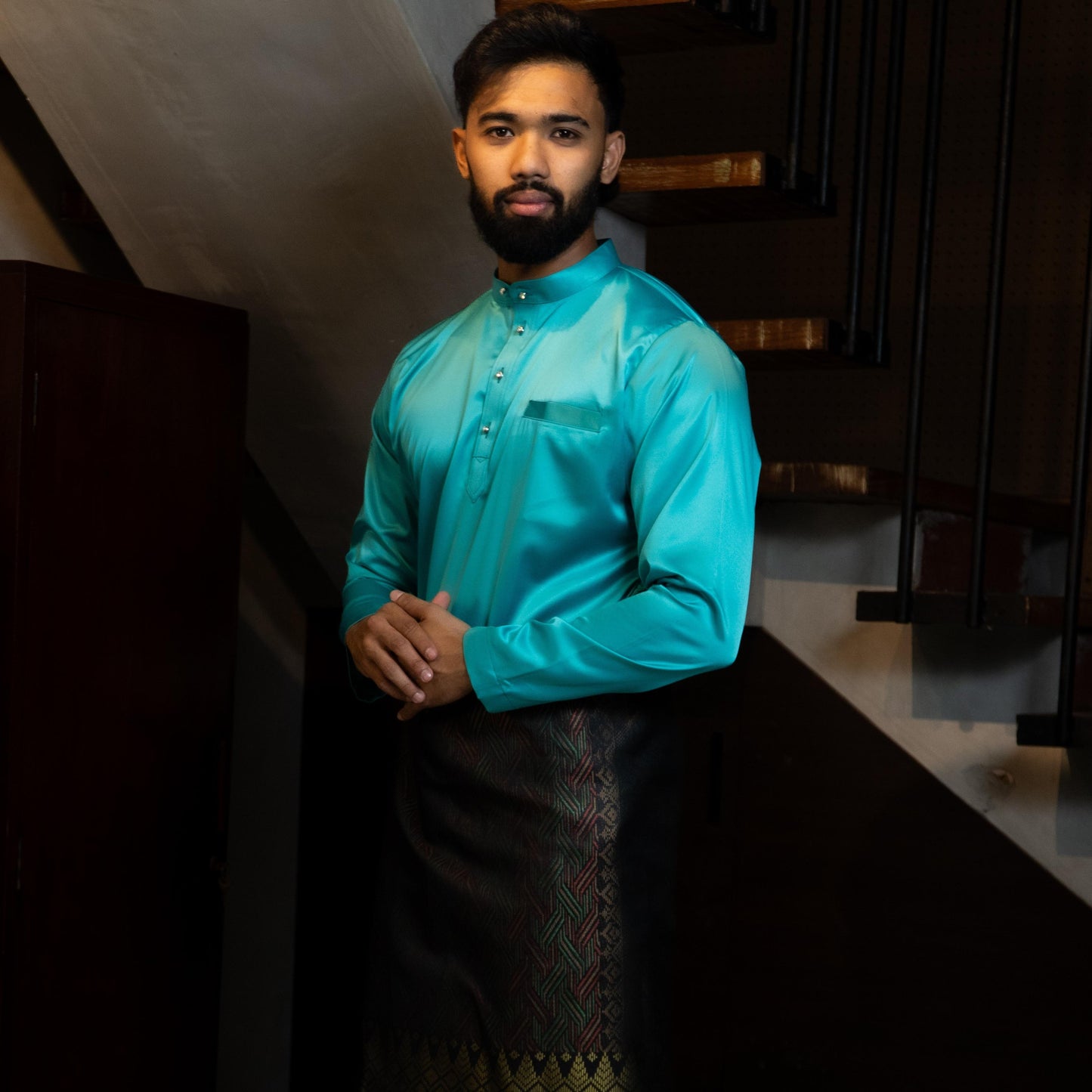 Bentop Baju Melayu Dewasa Modern Fit Series [1] Fabric Pocket Satin Matte Couple set 1 Kain