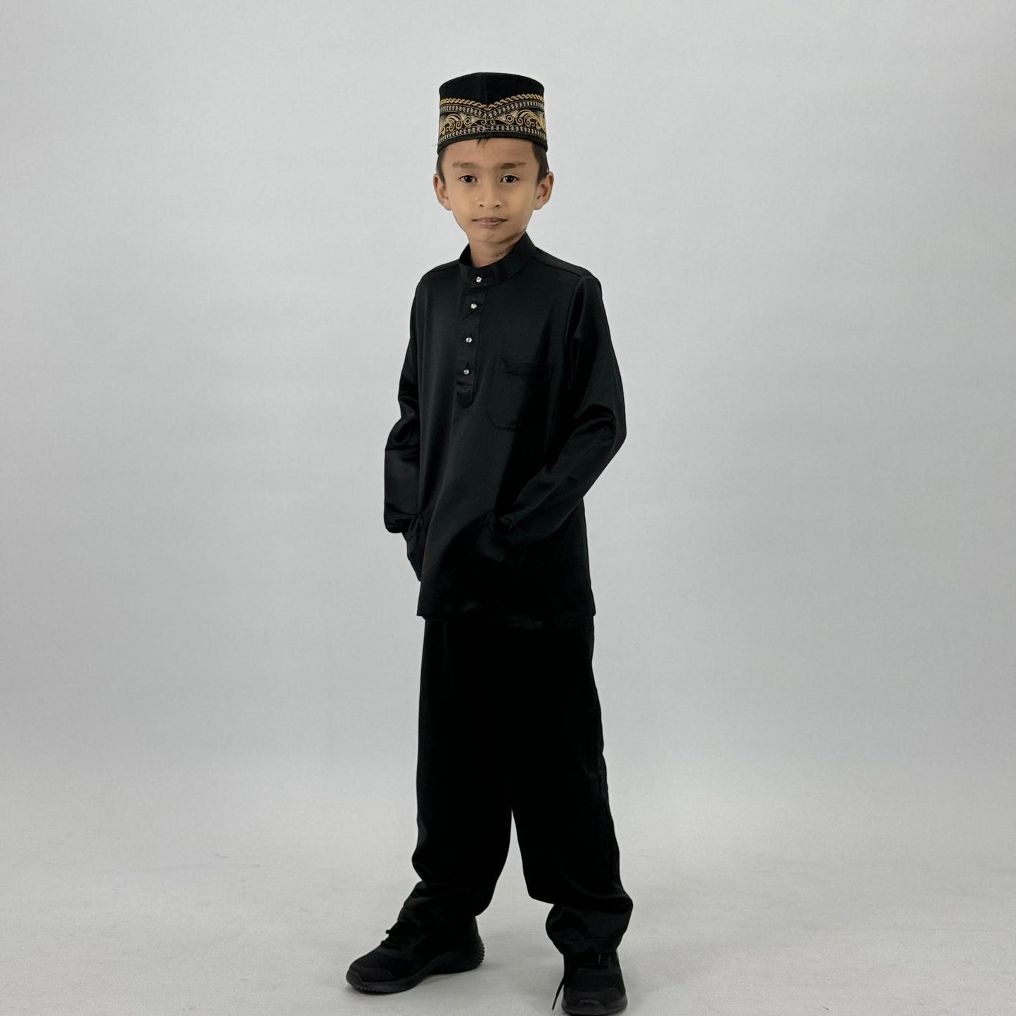 (NEW RELEASE) Bentop Baju Melayu Kanak-Kanak Fabric Satin Pocket Family Set 1