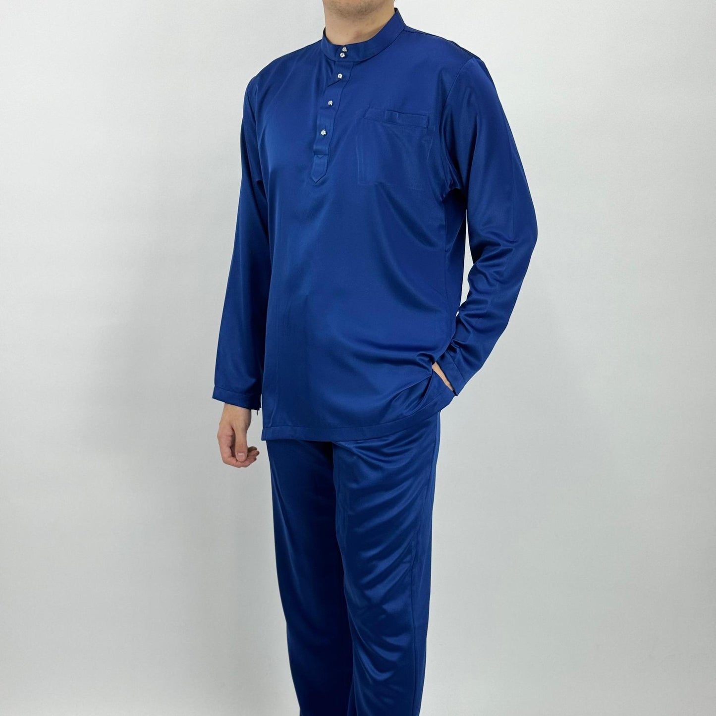 Bentop Baju Melayu Slim Fit Dewasa [2] Fabric Satin Pocket Family set 1 Crystal butang Linen