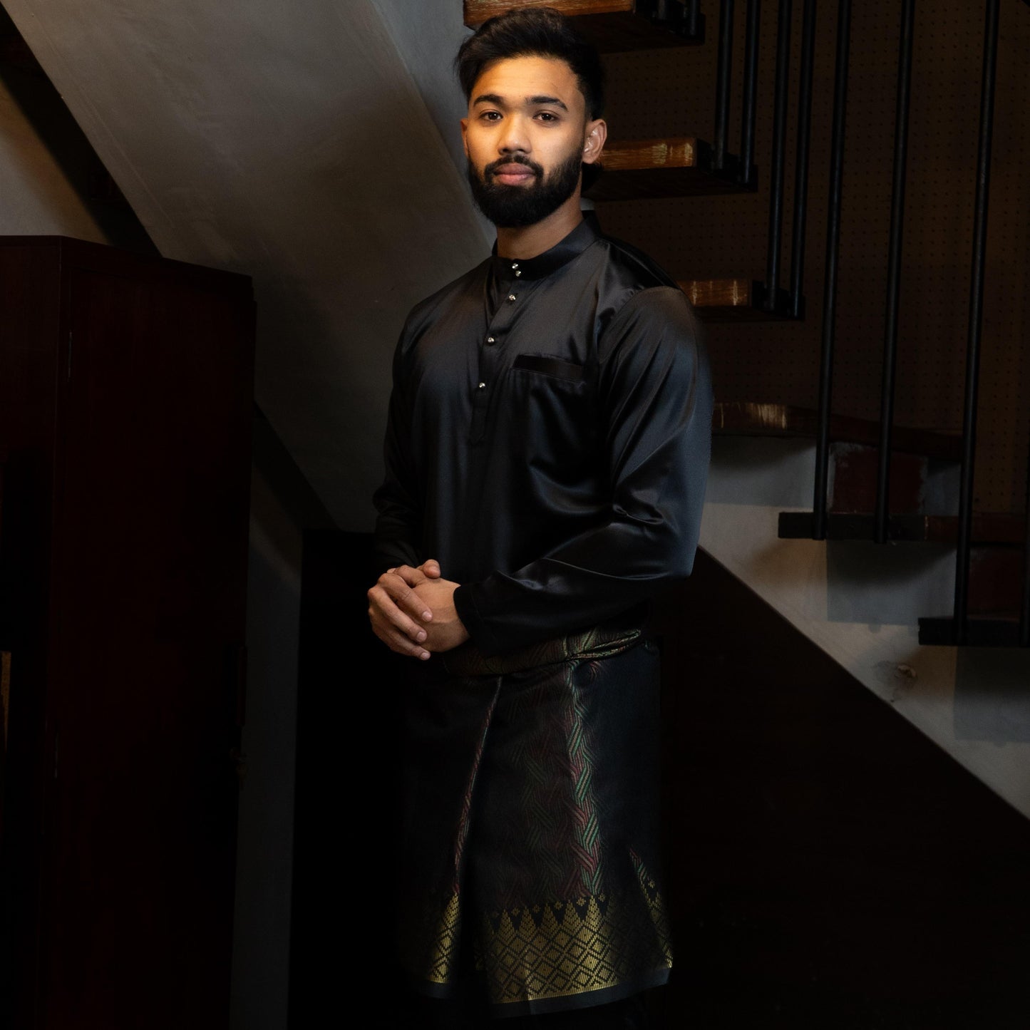 Bentop Baju Melayu Dewasa Modern Fit Series [1] Fabric Pocket Satin Matte Couple set 1 Kain
