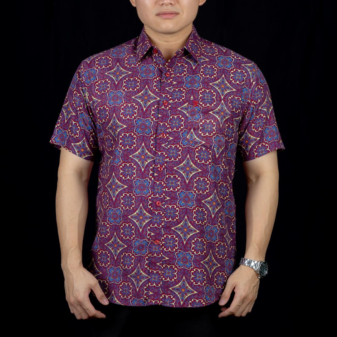BENTOP Batik Modern Slim Fit Series [1] Baju Kemeja design lengan pendek Modern Floral Batik Short Sleeve