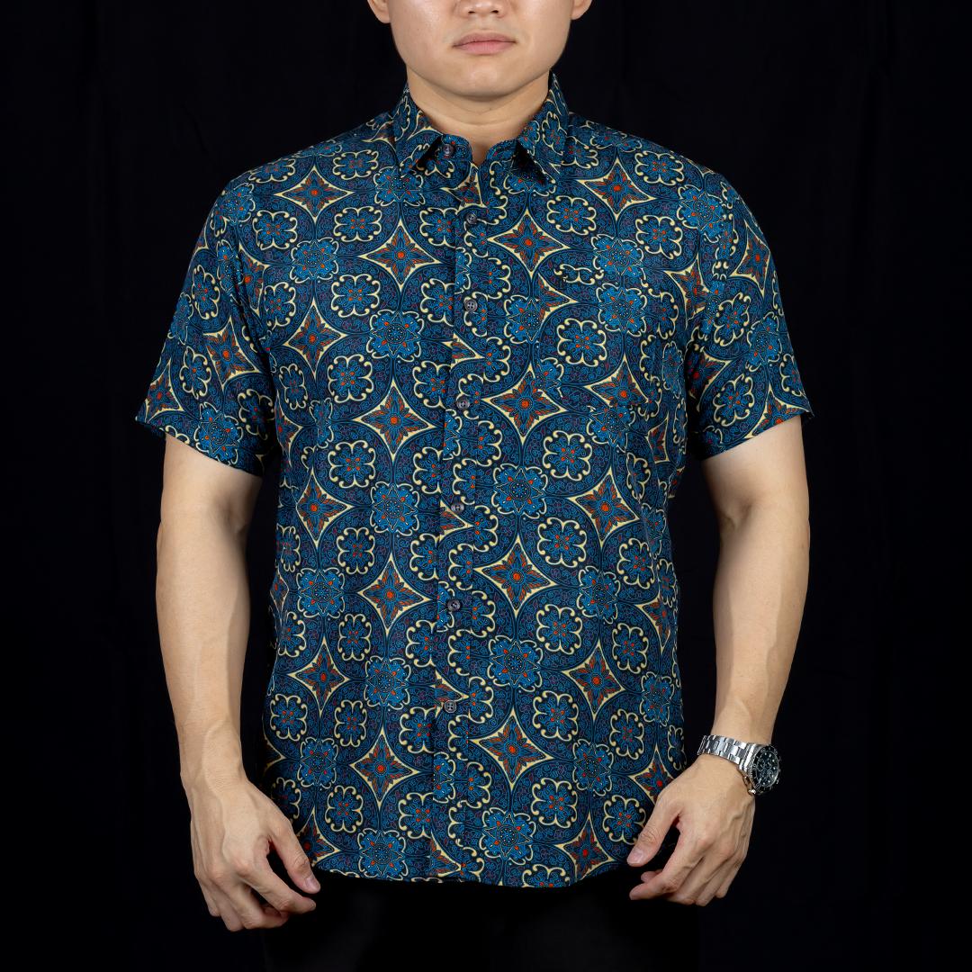 BENTOP Batik Modern Slim Fit Series [1] Baju Kemeja design lengan pendek Modern Floral Batik Short Sleeve