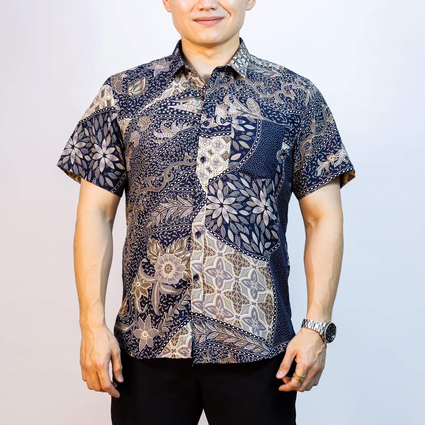 BENTOP Batik Modern Slim Fit Series [1] Baju Kemeja design lengan pendek Modern Floral Batik Short Sleeve