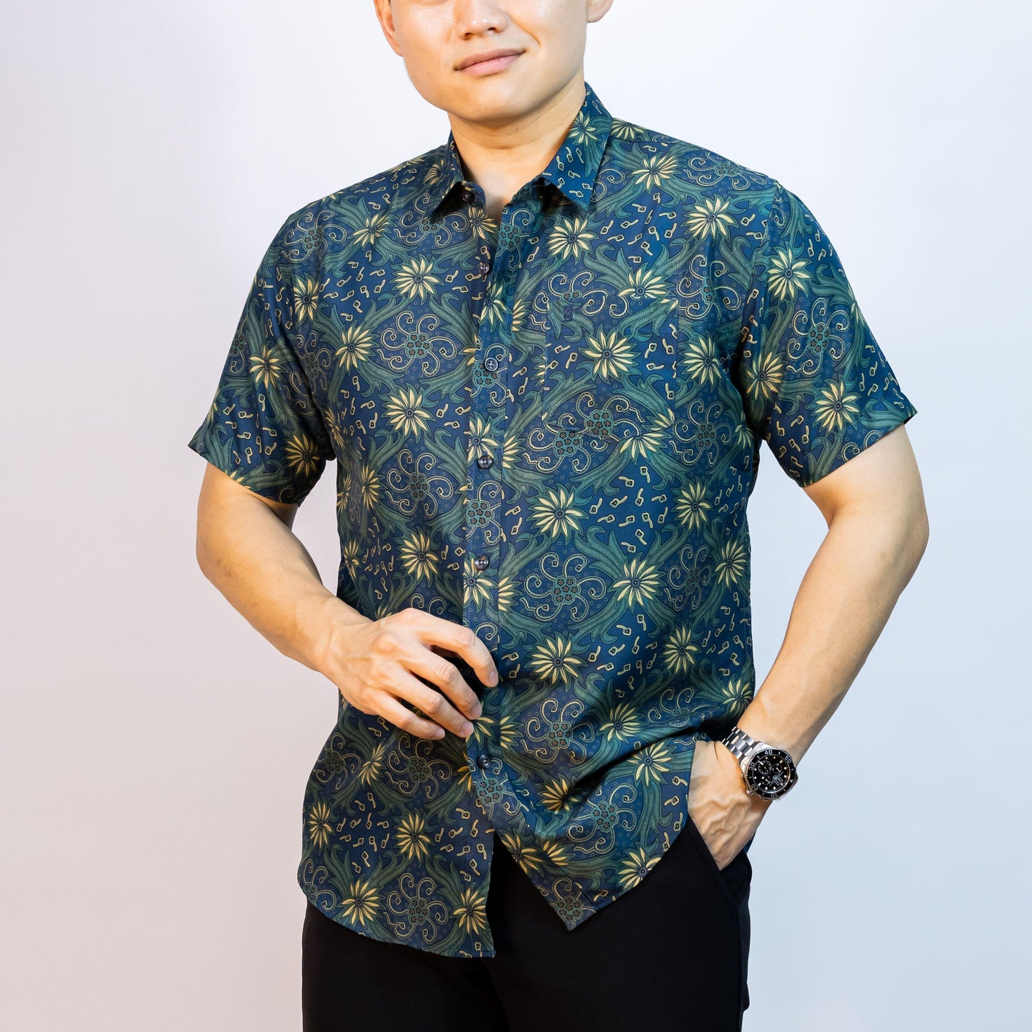 BENTOP Batik Modern Slim Fit Series [1] Baju Kemeja design lengan pendek Modern Floral Batik Short Sleeve