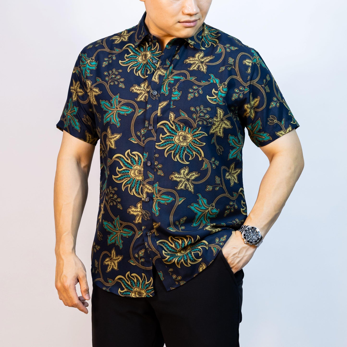 BENTOP Batik Modern Slim Fit Series [1] Baju Kemeja design lengan pendek Modern Floral Batik Short Sleeve