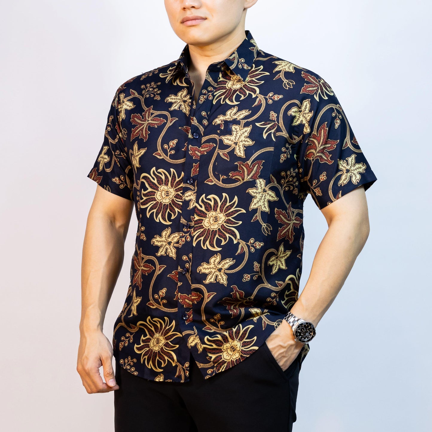 BENTOP Batik Modern Slim Fit Series [1] Baju Kemeja design lengan pendek Modern Floral Batik Short Sleeve