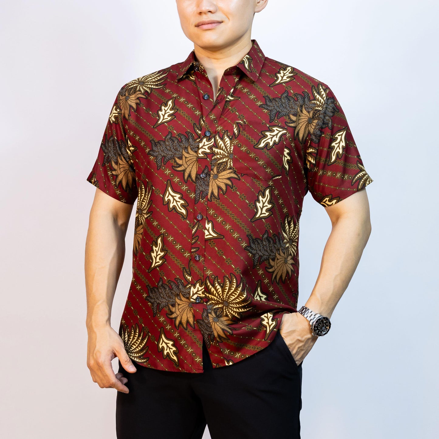 BENTOP Batik Modern Slim Fit Series [1] Baju Kemeja design lengan pendek Modern Floral Batik Short Sleeve