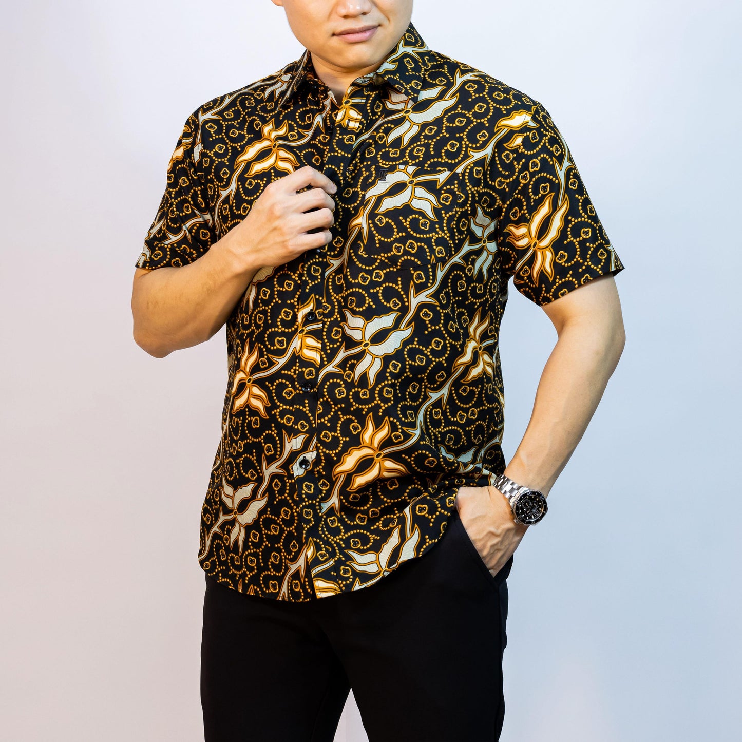 BENTOP Batik Modern Slim Fit Series [1] Baju Kemeja design lengan pendek Modern Floral Batik Short Sleeve