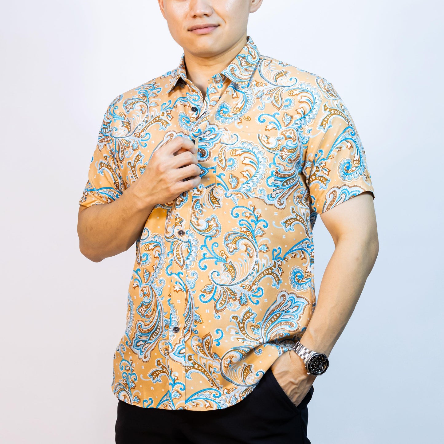 BENTOP Batik Modern Slim Fit Series [1] Baju Kemeja design lengan pendek Modern Floral Batik Short Sleeve
