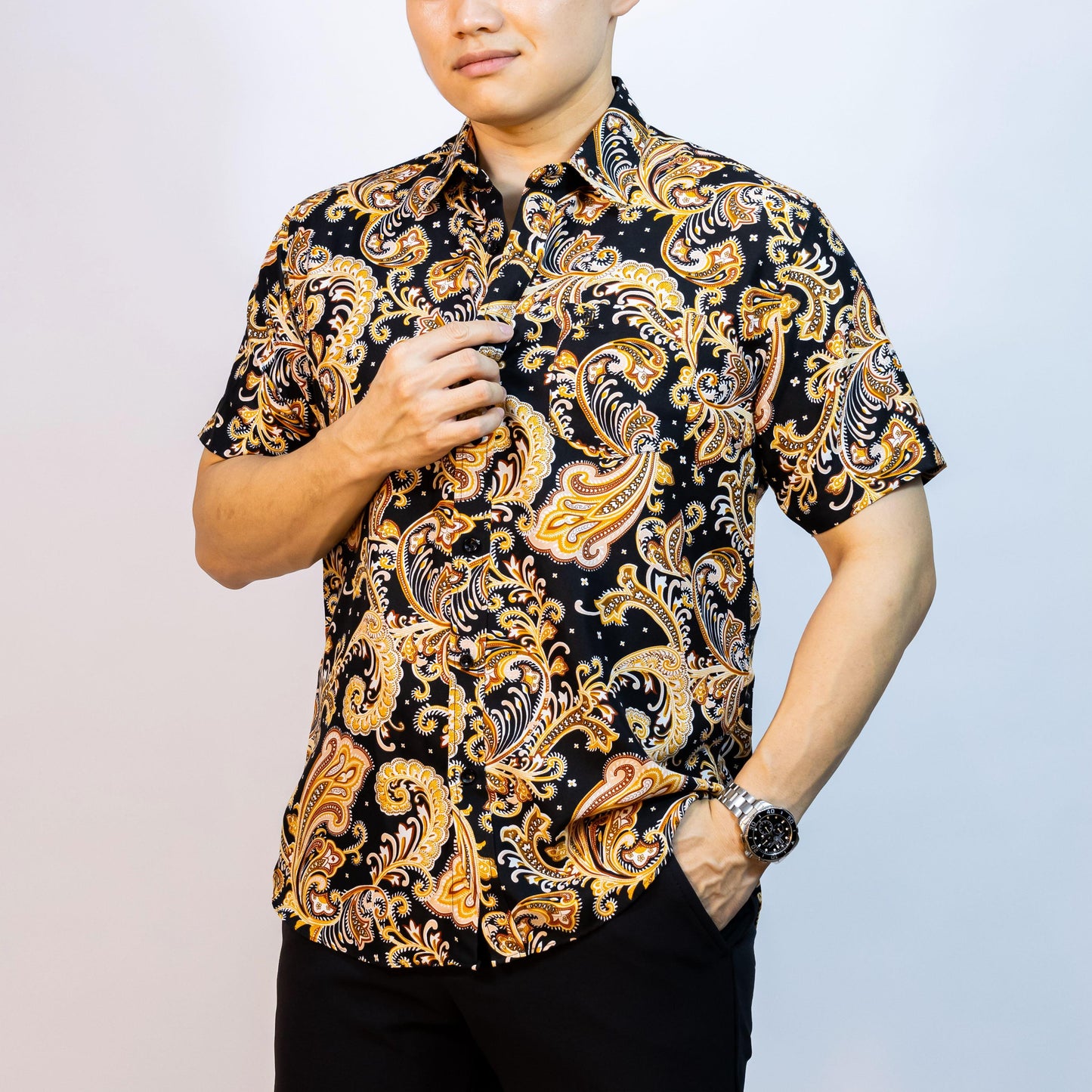 BENTOP Batik Modern Slim Fit Series [1] Baju Kemeja design lengan pendek Modern Floral Batik Short Sleeve