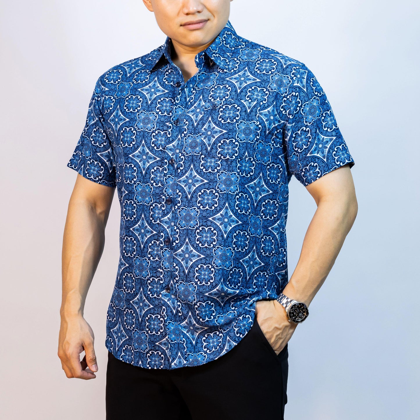 BENTOP Batik Modern Slim Fit Series [1] Baju Kemeja design lengan pendek Modern Floral Batik Short Sleeve