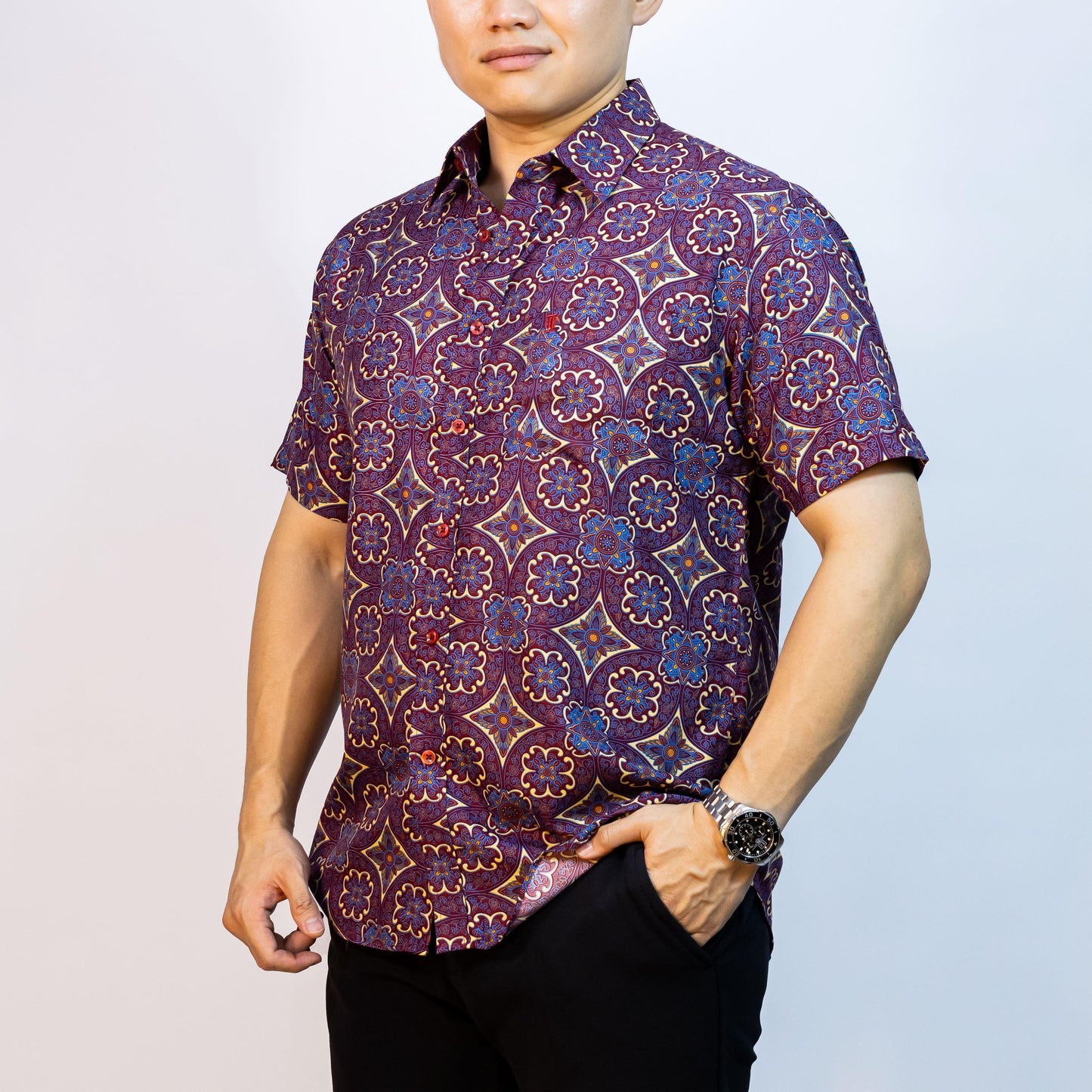 BENTOP Batik Modern Slim Fit Series [1] Baju Kemeja design lengan pendek Modern Floral Batik Short Sleeve