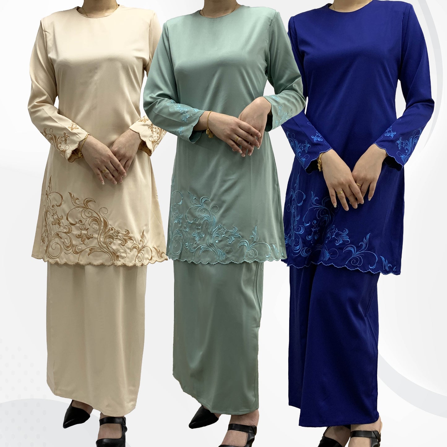 Bentop Baju Kurung Dewasa Modern Fit Series Premium [3] Cotton Mix Satin Fabric Set Wanita