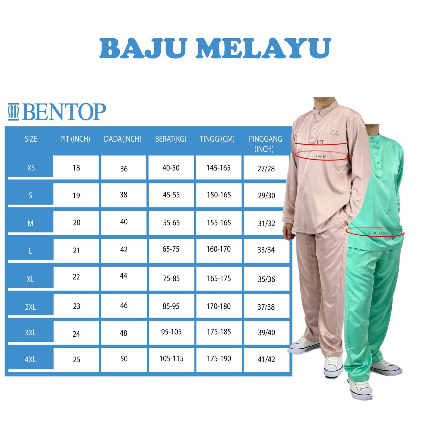 Bentop Baju Melayu Slim Fit Dewasa dan Kanak-kanak [2] Fabric Satin Pocket Family set 1 Crystal butang