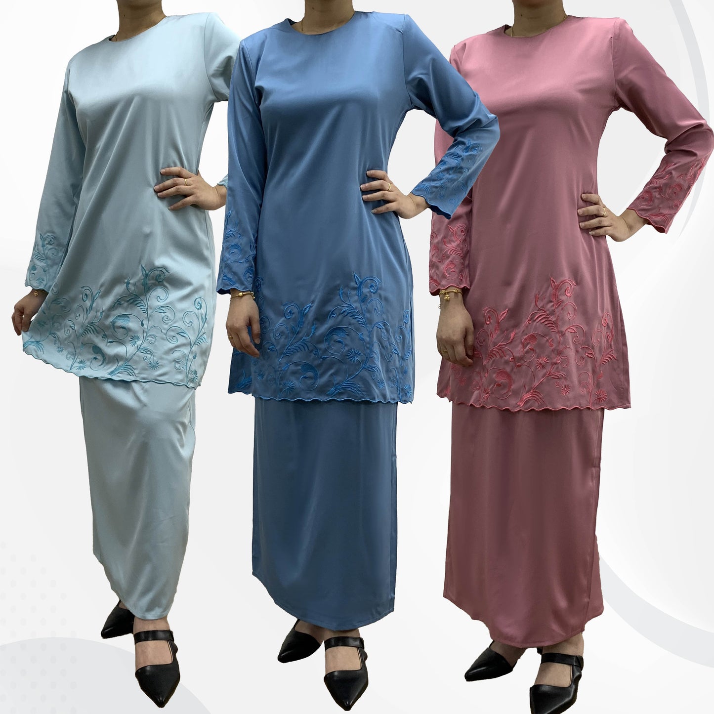 Bentop Baju Kurung Dewasa Modern Fit Series Premium [3] Cotton Mix Satin Fabric Set Wanita