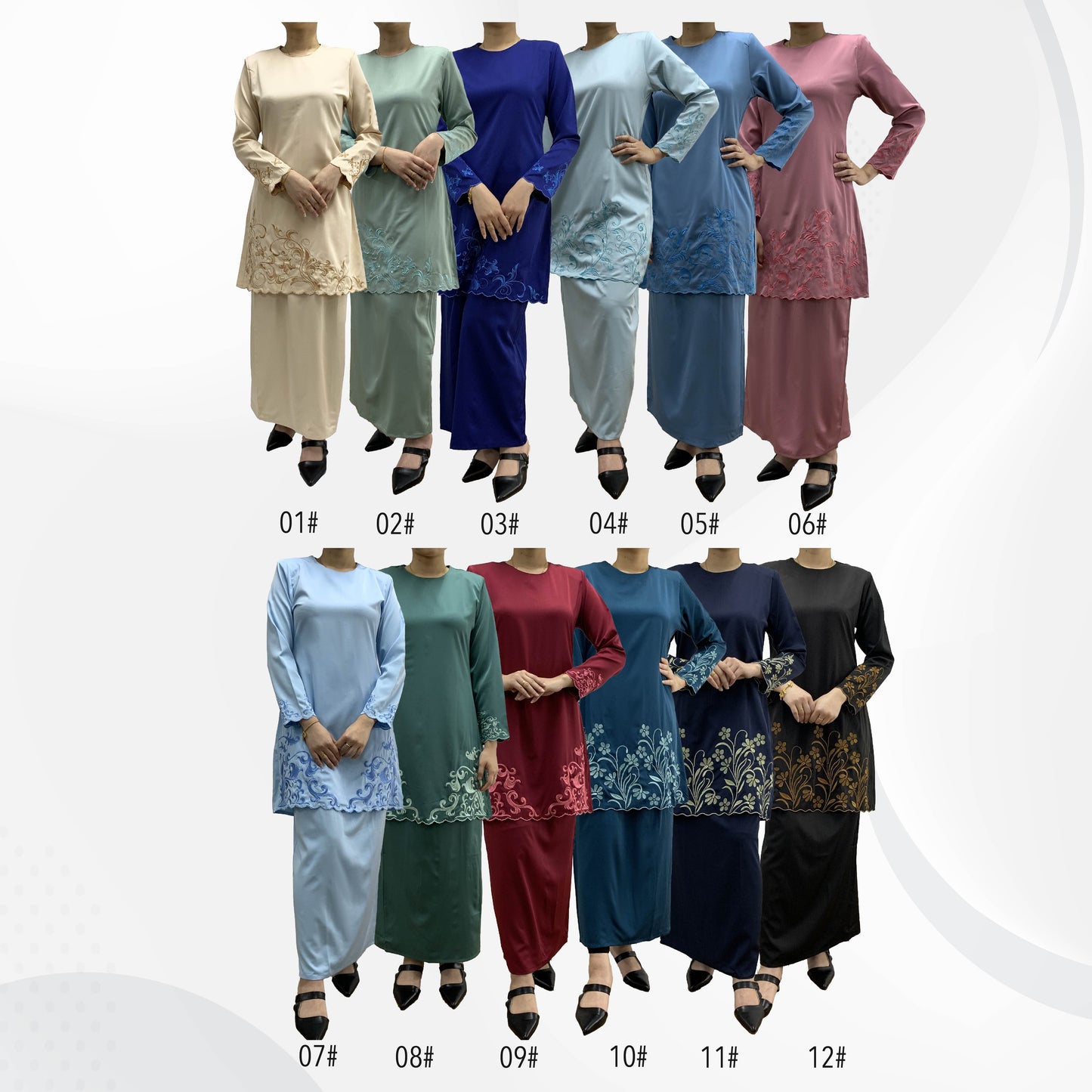 Bentop Baju Kurung Dewasa Modern Fit Series Premium [3] Cotton Mix Satin Fabric Set Wanita
