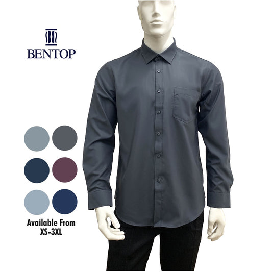 90605 Men Formal Button Smart Casual Long Sleeve Slim Fit Kemeja Suit Shirt