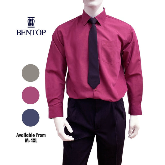 90598 Men Formal Button Smart Casual Long Sleeve Regular Fit Kemeja Suit Shirt
