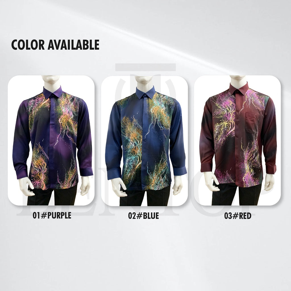 90616 Bentop Baju Batik Kemeja Long Sleeve Baju Batik Lengan Panjang