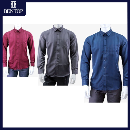 🌹READY STOCK 90552 🌹Bentop Men Long Sleeve Slim Fit Shirts Formal Plain Shirt Business Blouse Shirt Kemeja Lelaki❗