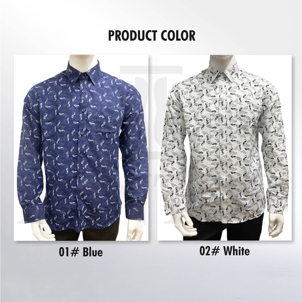 90582 Men Formal Button Smart Casual Long Sleeve Slim Fit Kemeja Suit Shirt