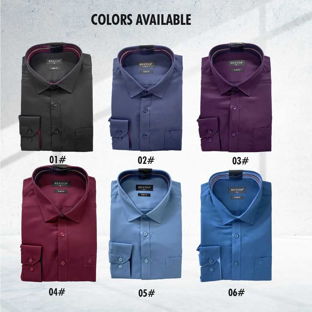 80363 Men Formal Button Smart Casual Long Sleeve Slim Fit Kemeja Suit Shirt Formal Shirt Baju Lengan Panjang