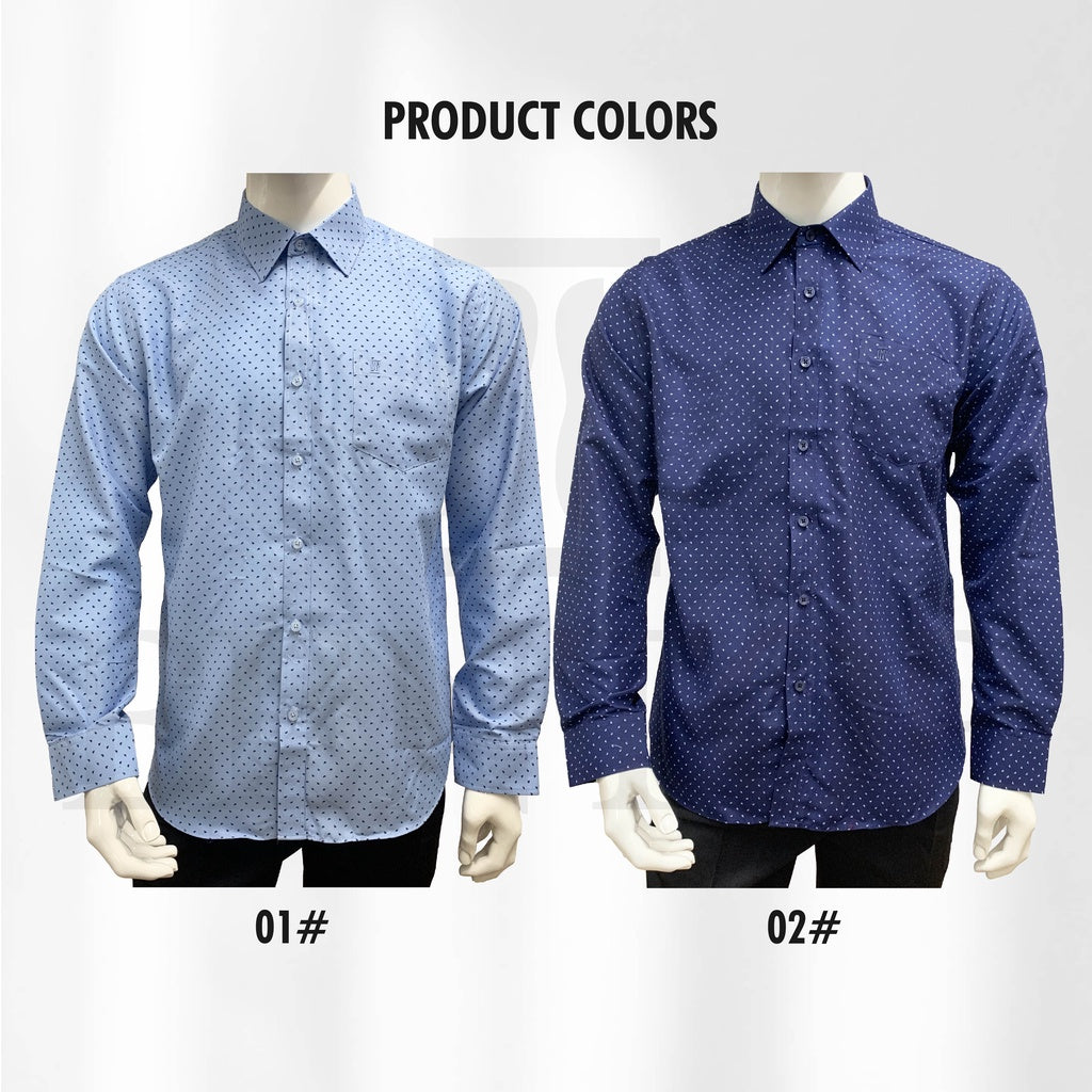 90585 Men Formal Button Smart Casual Long Sleeve Slim Fit Kemeja Suit Shirt