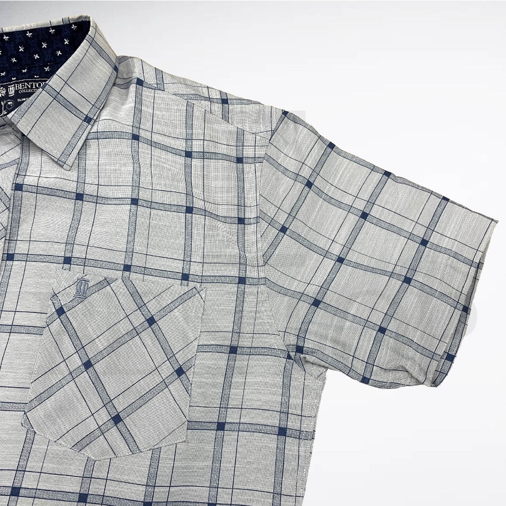 80352 Men Formal Button Smart Casual Short Sleeve Slim Fit Kemeja Suit Shirt