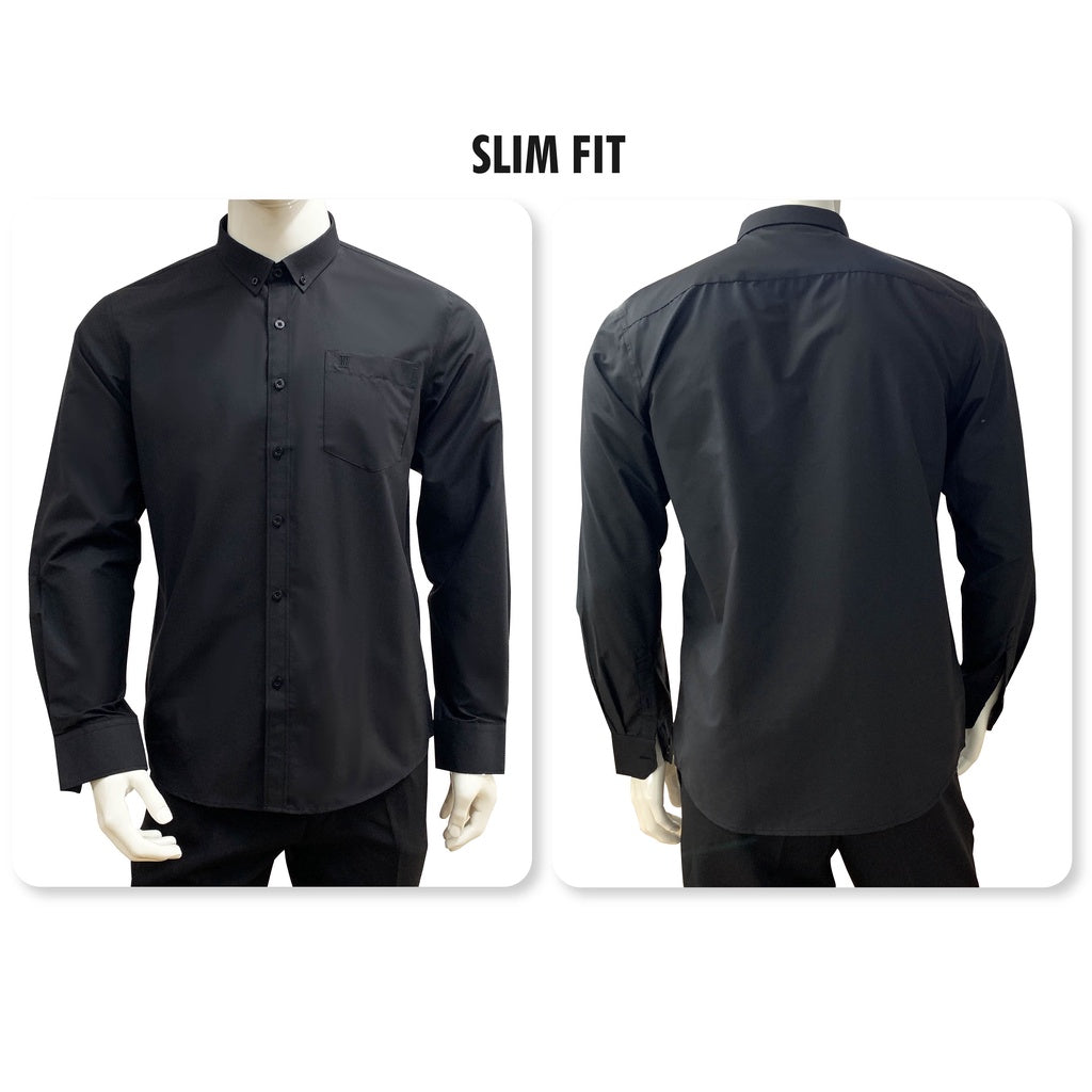Bentop Black Plain Formal Casual Shirts Men Boys Long Sleeve Plain Baju Hitam Lelaki Baju Kemeja Lelaki