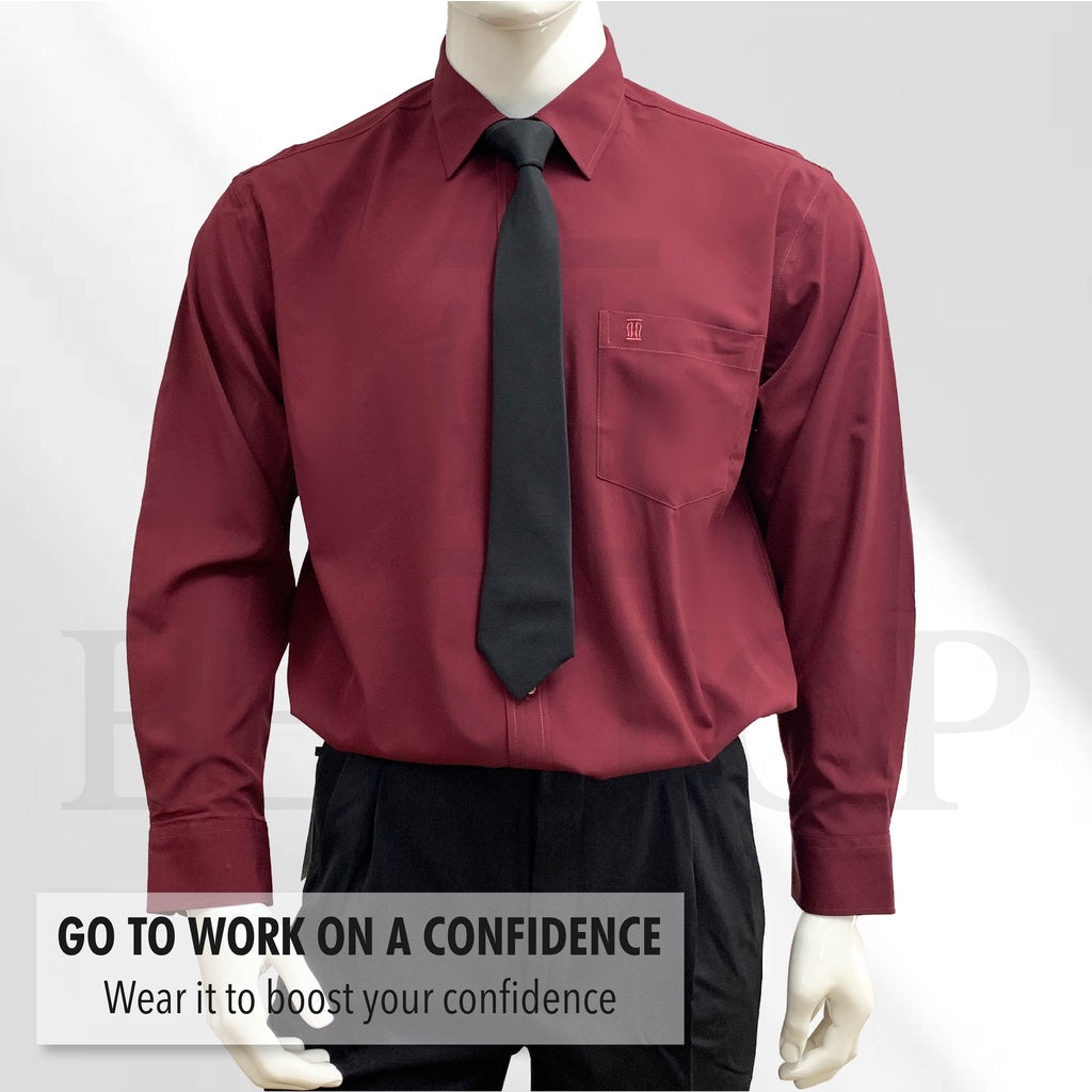 90596 Men Formal Button Smart Casual Long Sleeve Regular Fit Kemeja Suit Shirt