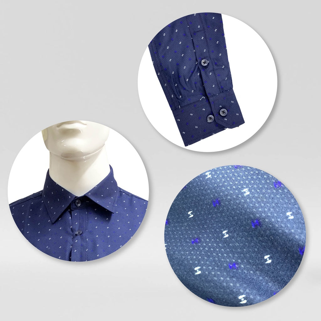 90587 Men Formal Button Smart Casual Long Sleeve Slim Fit Kemeja Suit Shirt