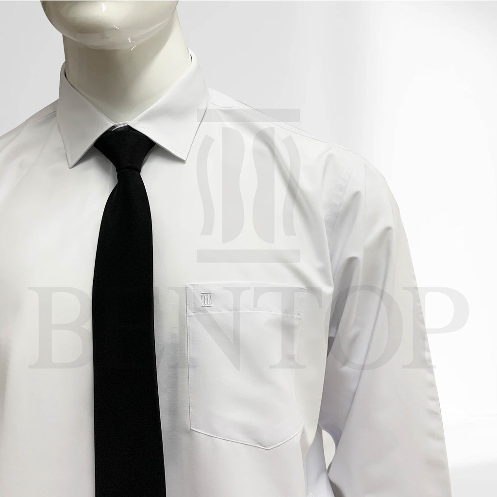 Bentop White Plain Formal Casual Shirts Men Long Sleeve Plain Cotton Baju Putih