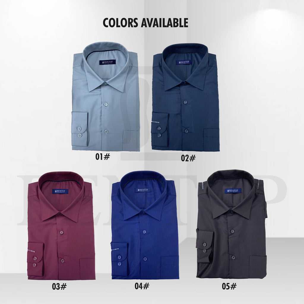 90588 Men Formal Button Smart Casual Long Sleeve Regular Fit Kemeja Suit Shirt